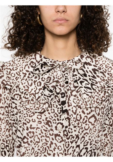 Blusa in seta con stampa leopardata in beige Alessandra rich - donna ALESSANDRA RICH | FABX2975F44781949